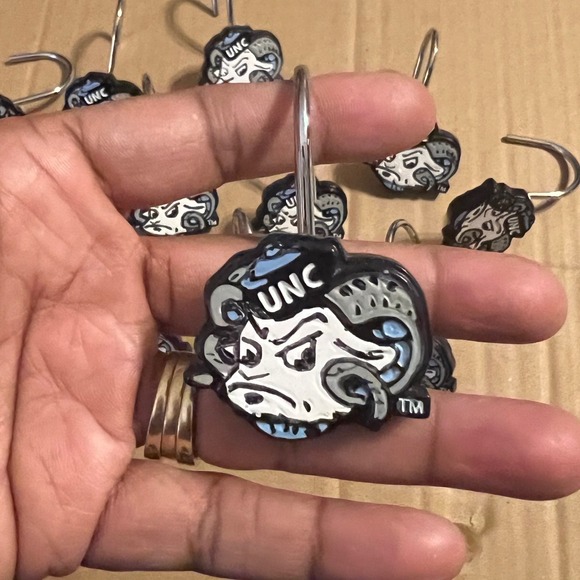 UNC Other - UNC Tar Heels Shower Curtain Hooks Unisex Blue Rameses Mascot Set of 12 - OS